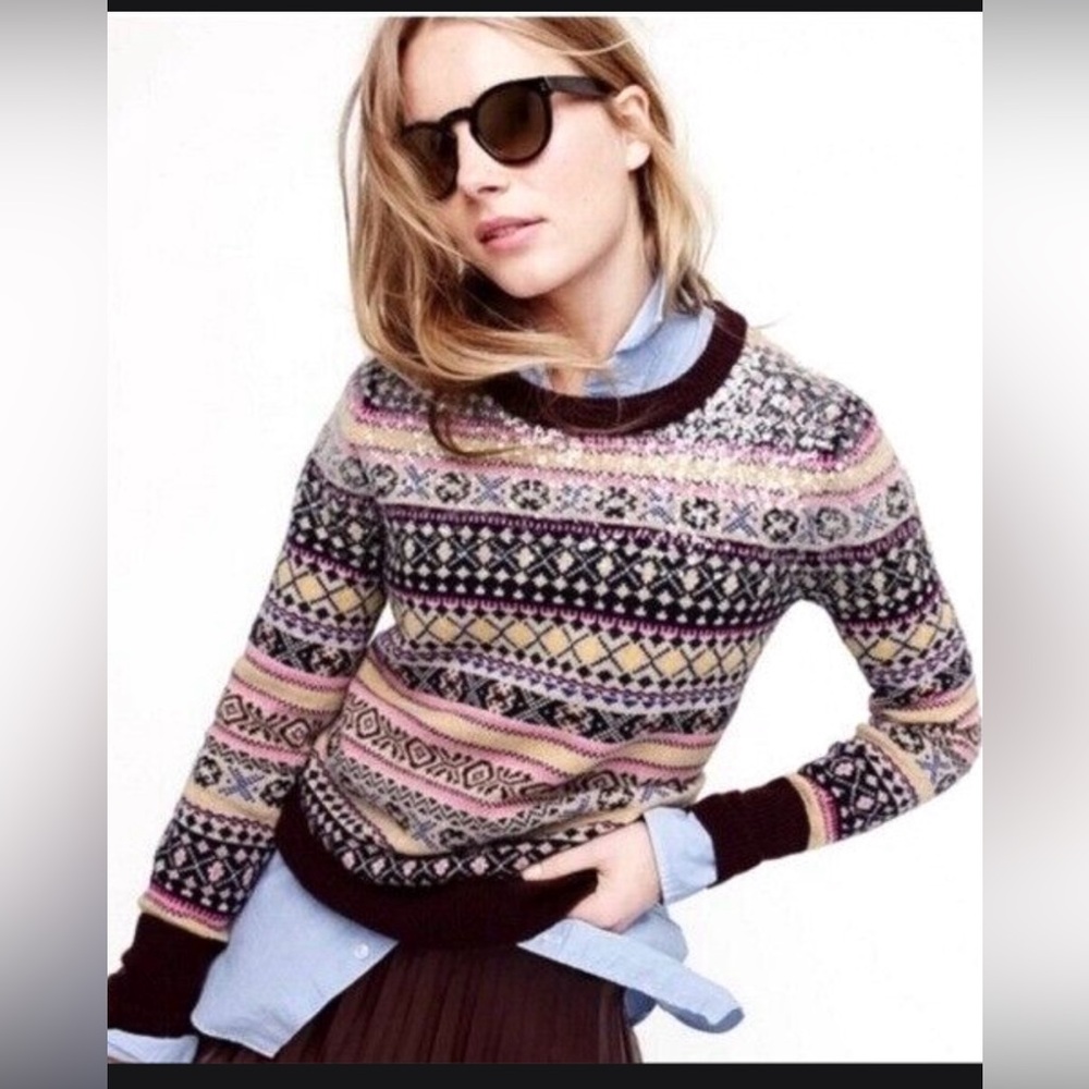 J Crew Vintage Fairisle Sparkle Sweater